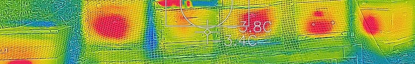 Bienenbeuten mit Wärmebildkamera aufgenommen